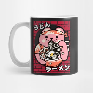 Cute Japanese Bear in Shirt Eating Ramen Mug